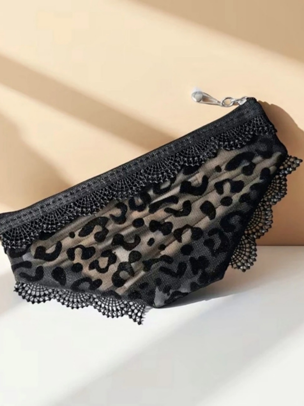 Leopard Lace Purse Charm in Black & Brown Purse Charm